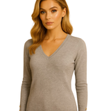 Chompa Silent Wealth llana de cuello en V - Gris