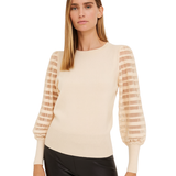 Chompa con mangas de franjas - Beige