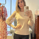 Chompa con mangas de franjas - Beige