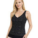 Top Tejido en Hilo Sedoso y Lurex Geométrico - Negro