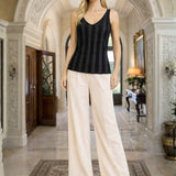 Top Tejido en Hilo Sedoso y Lurex en Vertical - Negro