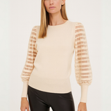 Chompa con mangas de franjas - Beige