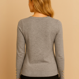 Chompa Silent Wealth llana de cuello en V - Gris