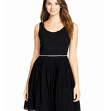 Vestido Corto sin Mangas con Falda Plisada - Negro