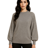Chompa Brazos Perlas - Gris