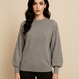 Chompa Brazos Perlas - Gris