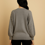 Chompa Brazos Perlas - Gris