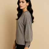 Chompa Brazos Perlas - Gris