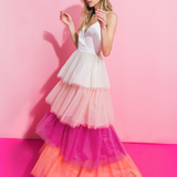 Vestido Isabella - Largo Maxi con Falda Tul en Capas - Multicolor