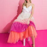 Vestido Isabella - Largo Maxi con Falda Tul en Capas - Multicolor