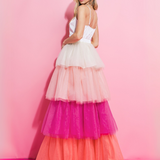 Vestido Isabella - Largo Maxi con Falda Tul en Capas - Multicolor