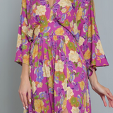 Vestido Marie - Largo Maxi Diseño de Flores - Morado