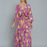 Vestido Marie - Largo Maxi Diseño de Flores - Morado