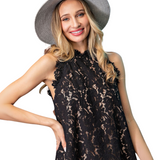 Blusa Chloé - Sin Mangas de Encajey Cuello Alto Dainty Noir Para Mujer - Negro