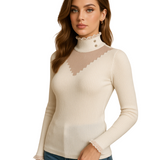 Chompa Cuello Alto - Crema