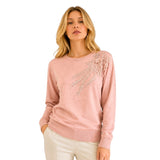 Chompa Cuello Redondo con Bordado de Flores - Rosado
