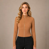 Casaca Crop con Brillos - Camel