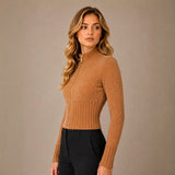 Casaca Crop con Brillos - Camel
