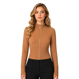 Casaca Crop con Brillos - Camel
