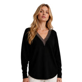 Chompa Cuello V Estilo Murciélago - Negro
