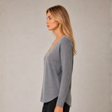 Chompa Cuello V Estilo Murciélago - Gris