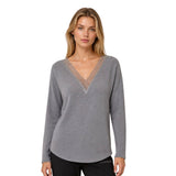 Chompa Cuello V Estilo Murciélago - Gris