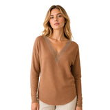 Chompa Cuello V Estilo Murciélago - Camel