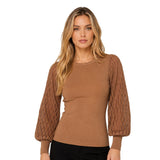 Chompa Cuello Redondo Manga de Rombos Princesa - Camel