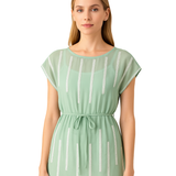 Vestido/Blusa de Gasa con Cintura Ajustable y Detalles de Lentejuelas Verticales - Verde