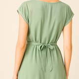 Vestido/Blusa de Gasa con Cintura Ajustable y Detalles de Lentejuelas Verticales - Verde