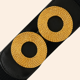 Correa Elástica con Hebilla Circular Doble en Dorado - Negro