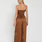 Enterizo Martha - Satinado Elegante Acaramelado sin Tirantes para Mujer - Marrón