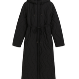 Casaca Puff Larga-Capucha Larga - Negro