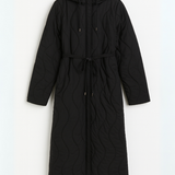 Casaca Puff Larga-Capucha Larga - Negro