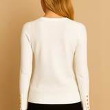 Chompa Silent Wealth llana de cuello en V - Blanco