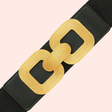 Correa Elástica con Hebilla de dos cuadrados - Negro