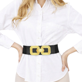 Correa Elástica con Hebilla de dos cuadrados - Negro