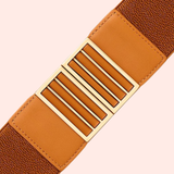 Correa Elástica con Hebilla de Líneas Verticales - Marrón