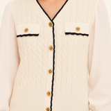 Cárdigan/Blusa con Mangas de Gasa - Blanco