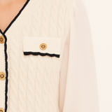 Cárdigan/Blusa con Mangas de Gasa - Blanco