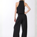 Pantalón & Top Amy – Top Estructurado y Pantalón de Corte Amplio – Negro