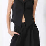 Pantalón & Top Amy – Top Estructurado y Pantalón de Corte Amplio – Negro