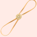 Correa Fina con Hebilla de Flor de Perlas y Cristales - Dorado