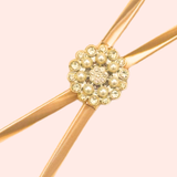 Correa Fina con Hebilla de Flor de Perlas y Cristales - Dorado