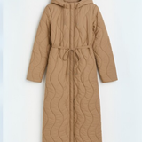 Casaca Puff Larga-Capucha Larga - Beige