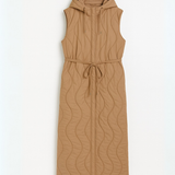 Casaca Puff Larga-Capucha Larga - Beige