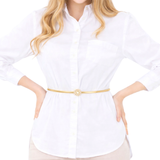 Correa Fina con Hebilla de Flor de Perlas y Cristales - Dorado