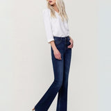 Jean Violeta Estilo Flare de Tiro Alto - Azul