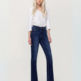 Jean Violeta Estilo Flare de Tiro Alto - Azul