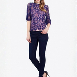 Blusa Full Encaje con Forro Interno Rosado - Azul